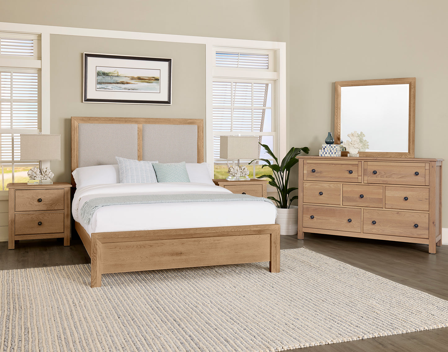 Queen Upholstered Bed-Pebble