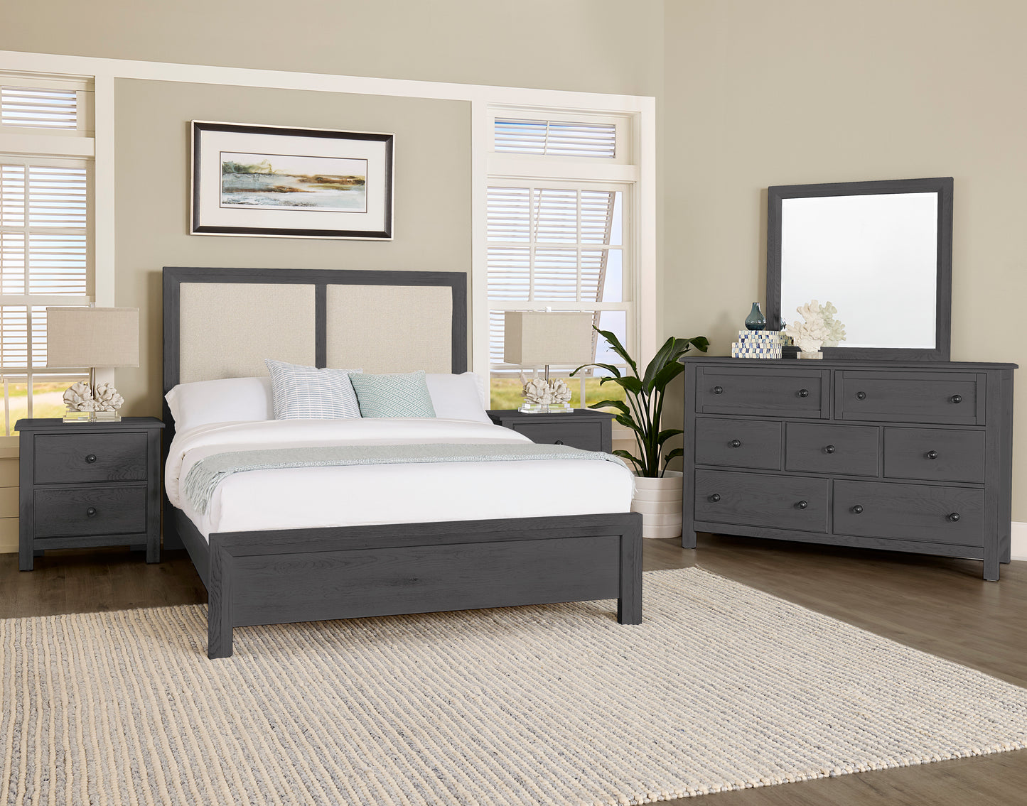 Cal King Upholstered Bed-Pebble