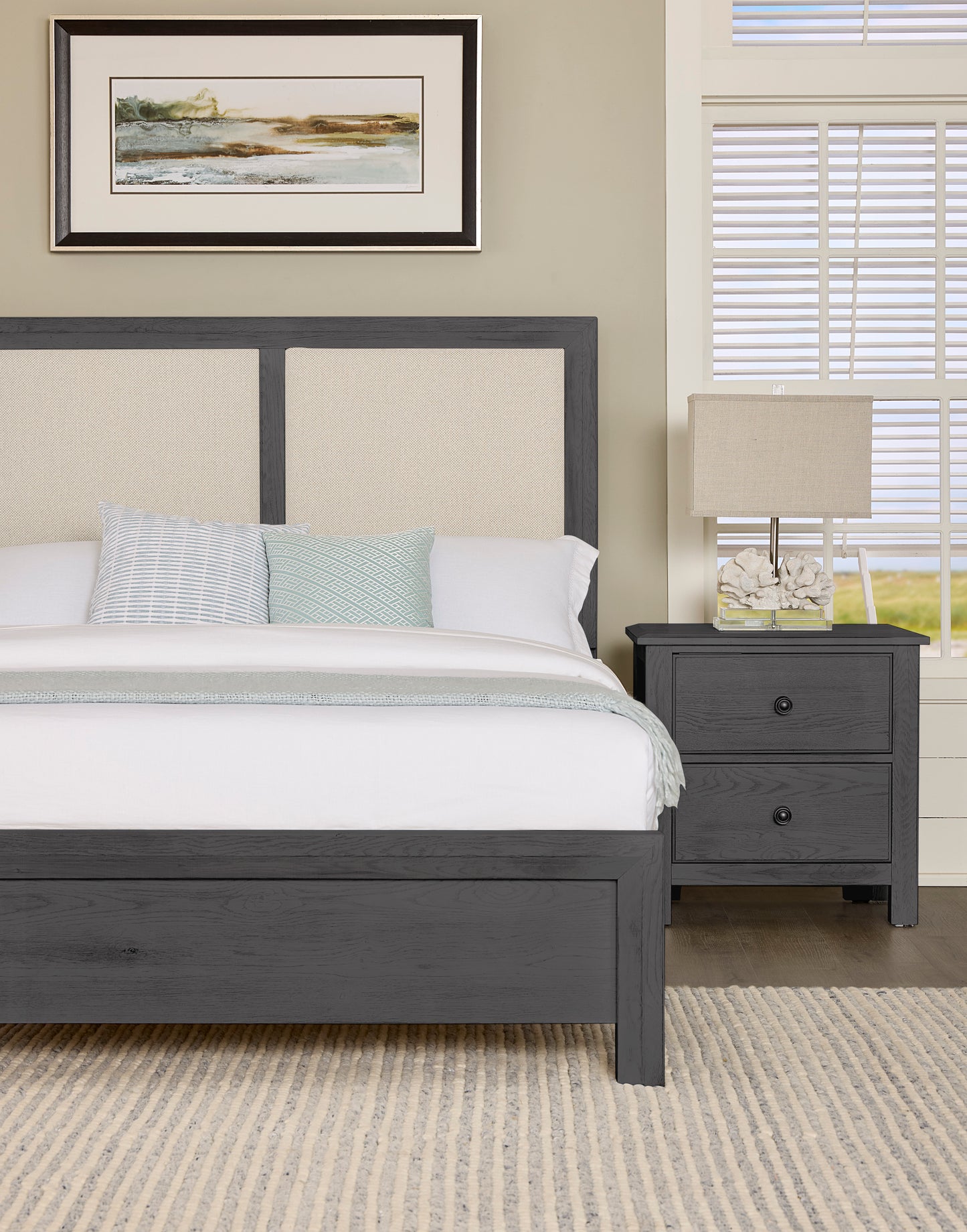 Cal King Upholstered Bed-Pebble