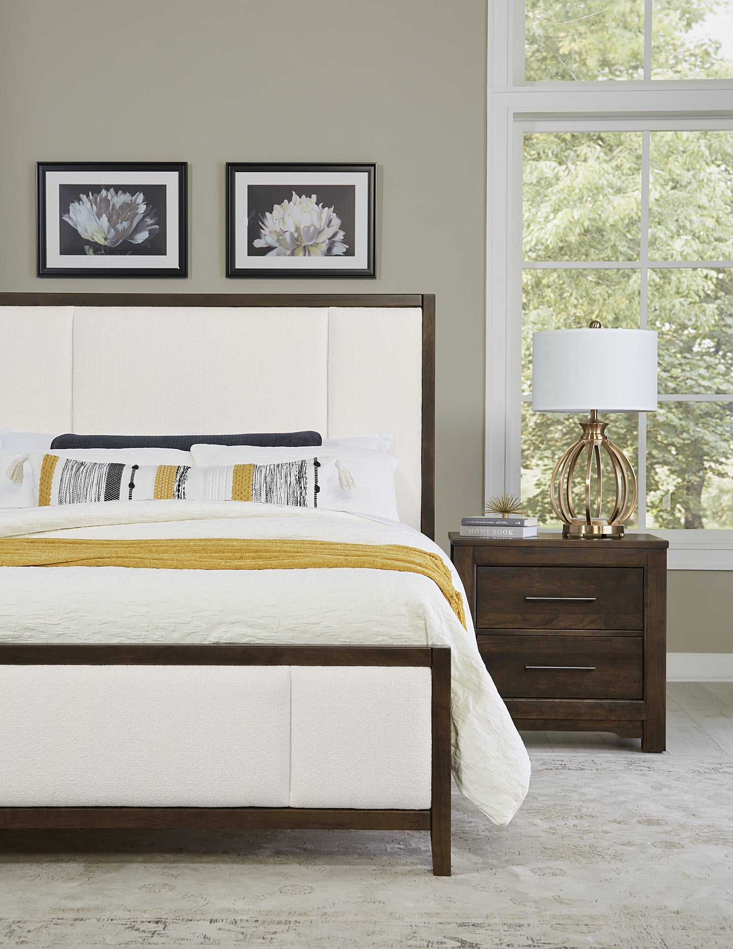 King Upholstered Bed-White Fab