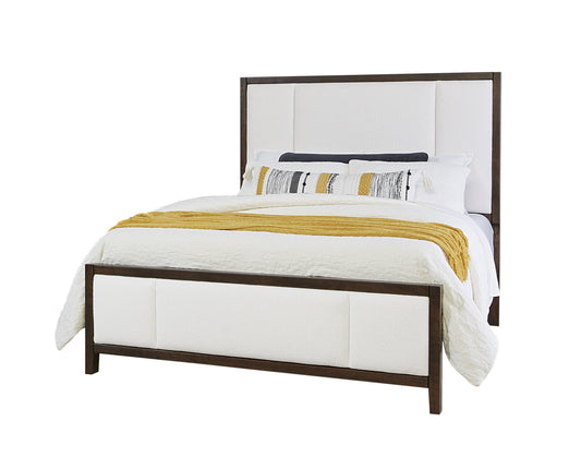 Queen Upholstered Bed-White Fab