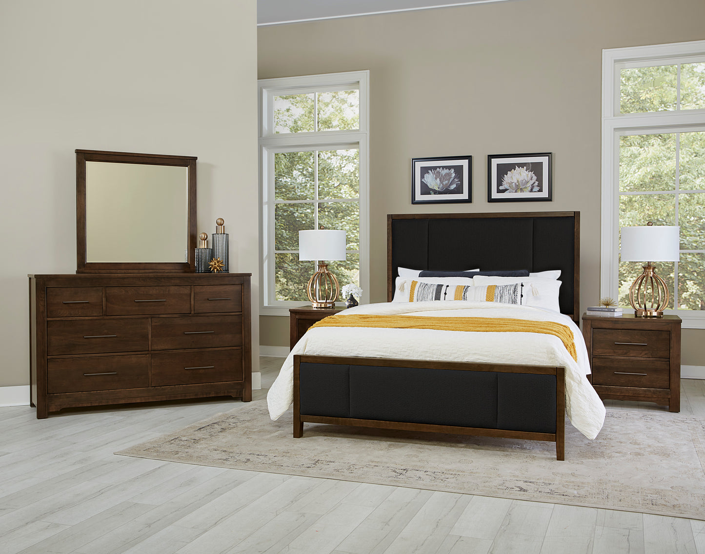 King Upholstered Bed-Black Fab