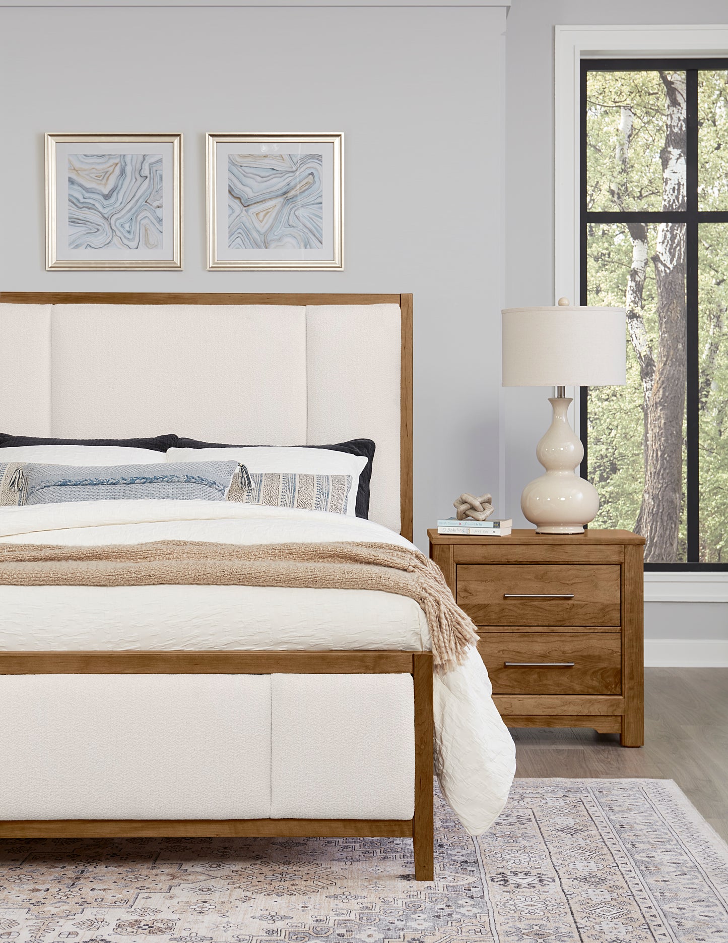 Cal King Upholstered Bed-White Fab