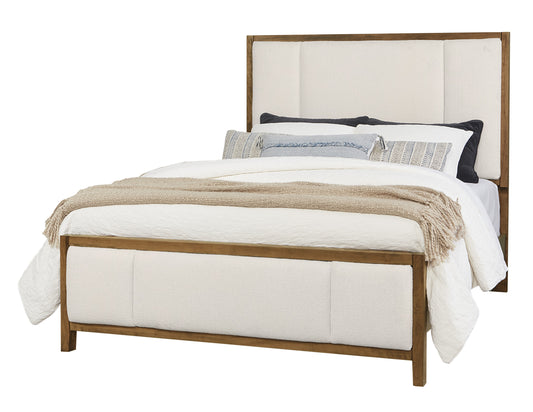 Queen Upholstered Bed-White Fab