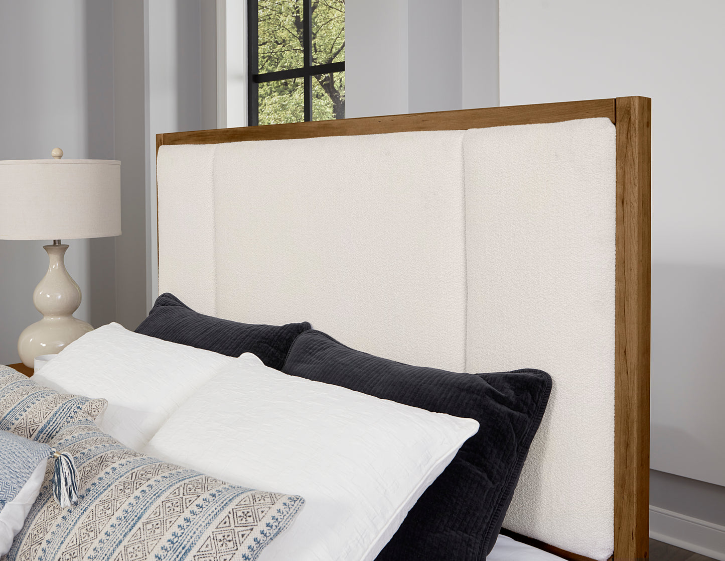 Cal King Upholstered Bed-White Fab