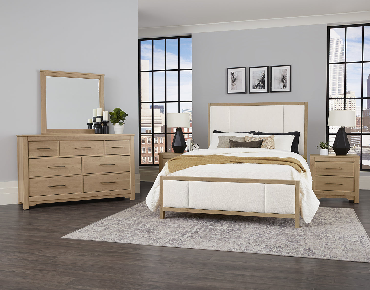 Cal King Upholstered Bed-White Fab