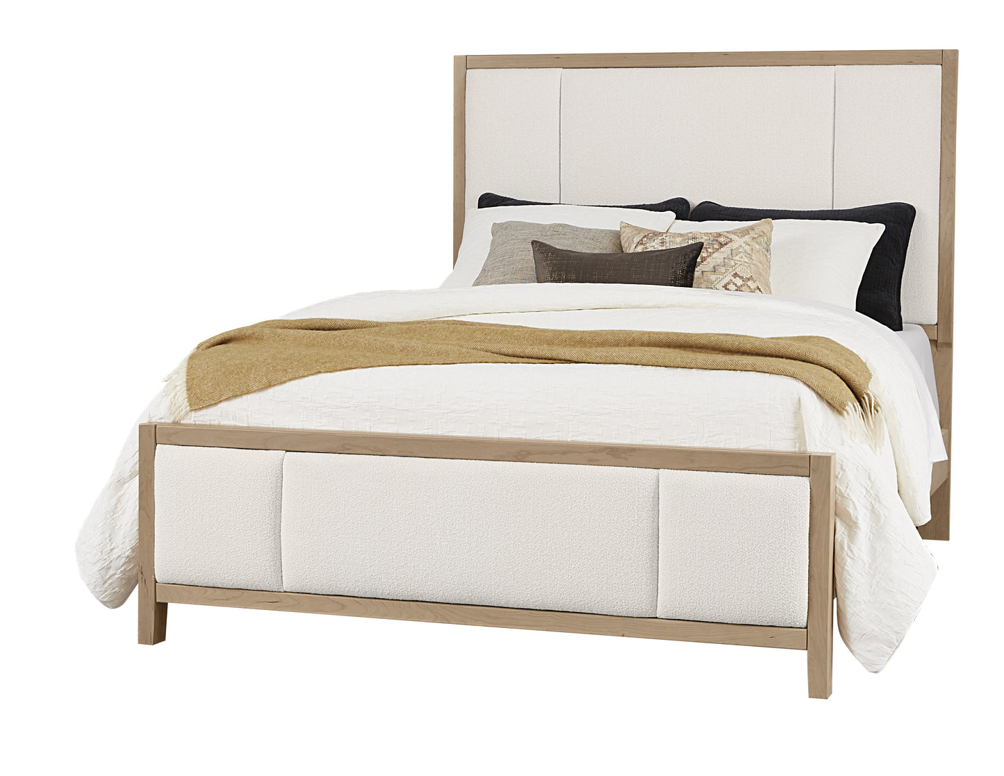 Queen Upholstered Bed-White Fab