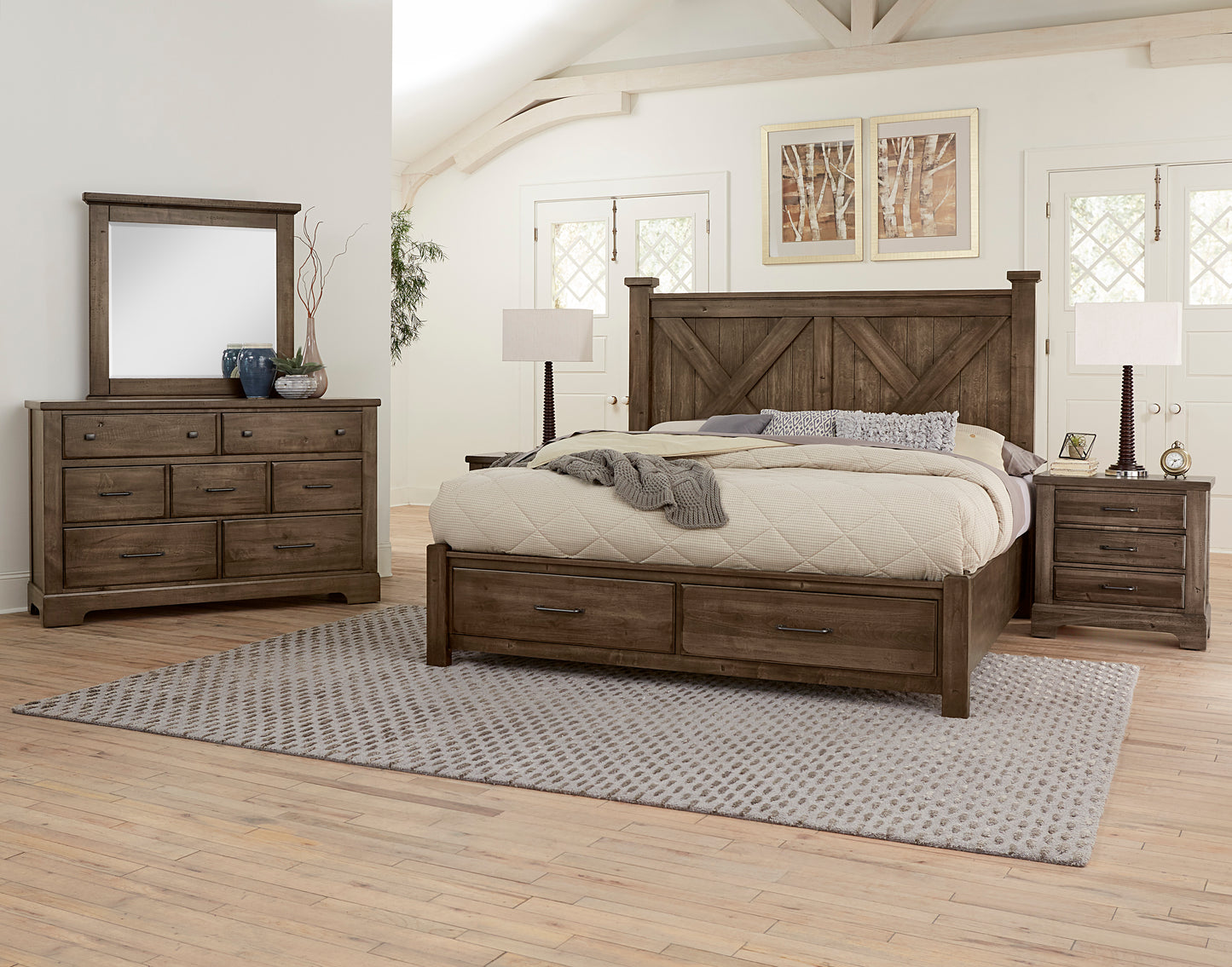 King X Bed with Footboard Storage