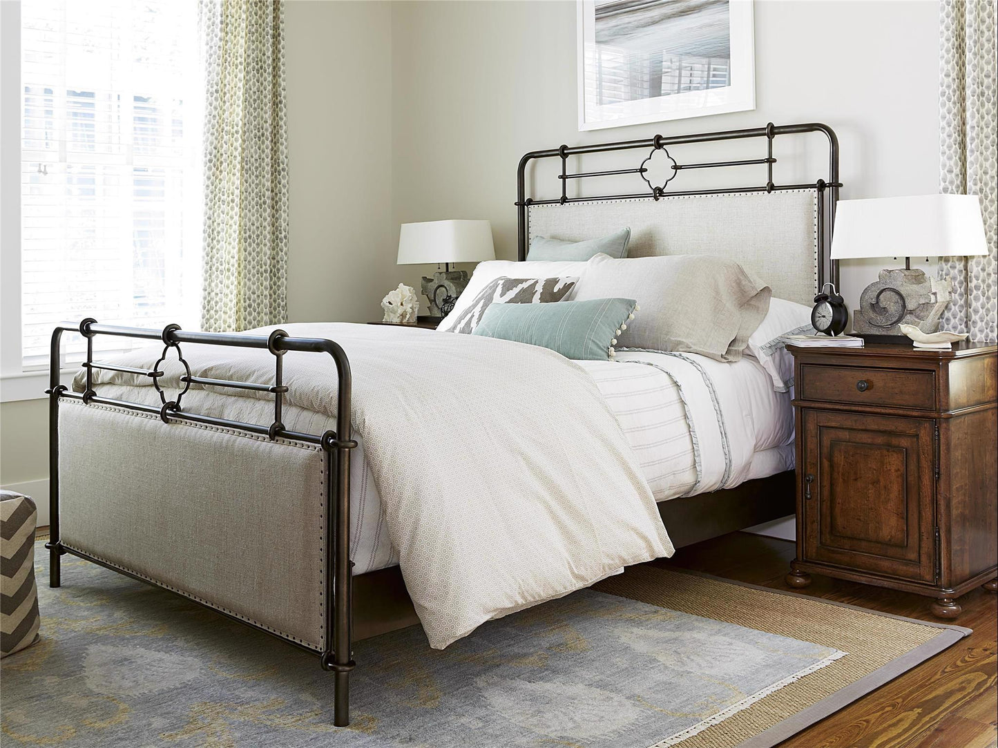 Universal Furniture Upholstered Metal Queen Bed