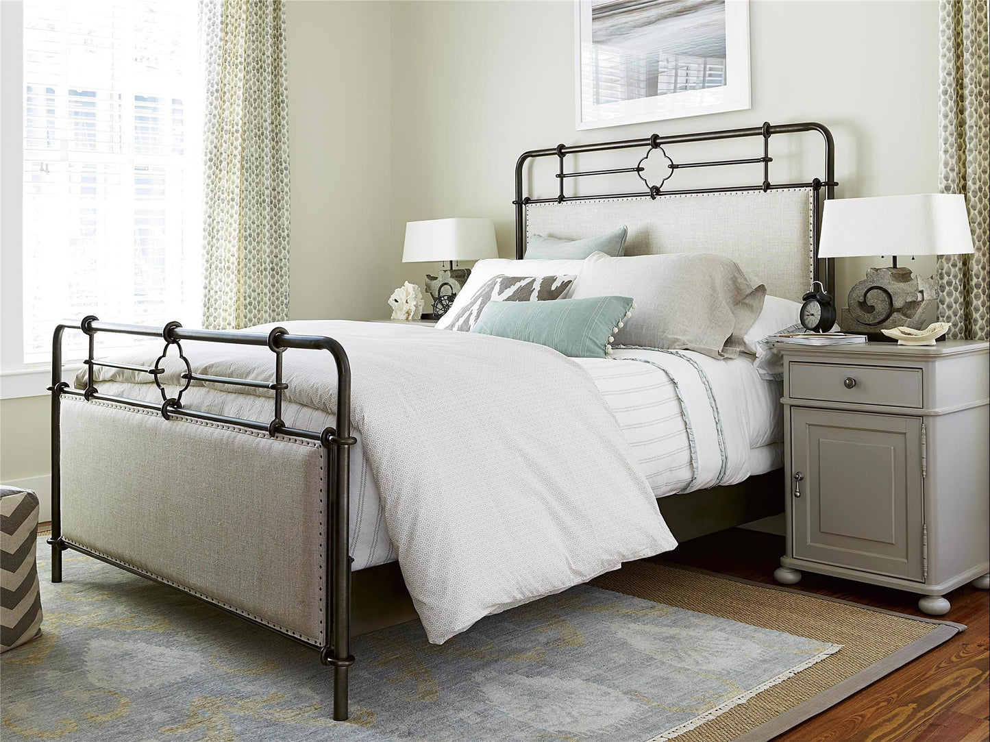 Universal Furniture Upholstered Metal Queen Bed