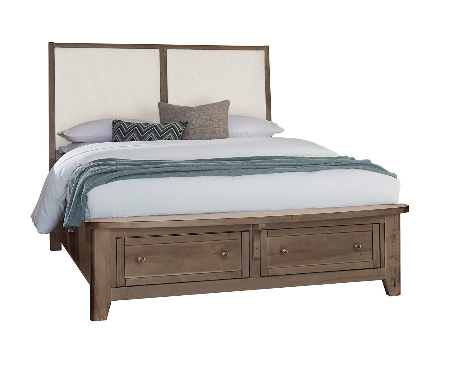 Queen Upholstered Bed with storage -White