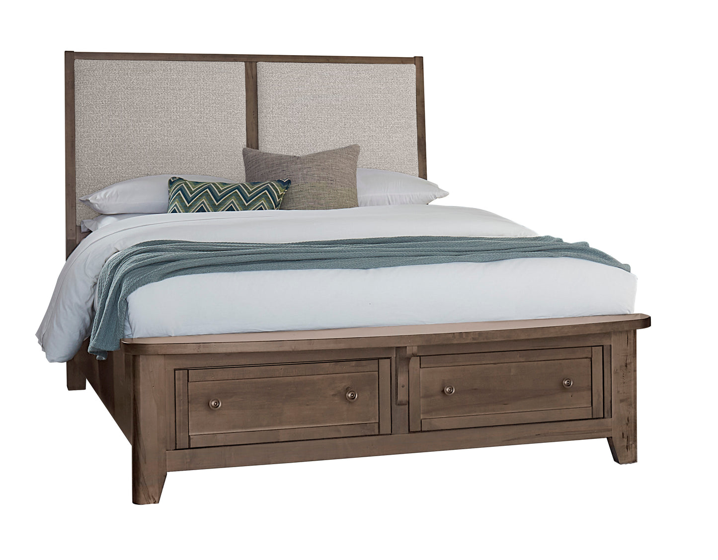 King Upholstered Bed with storage -Grey