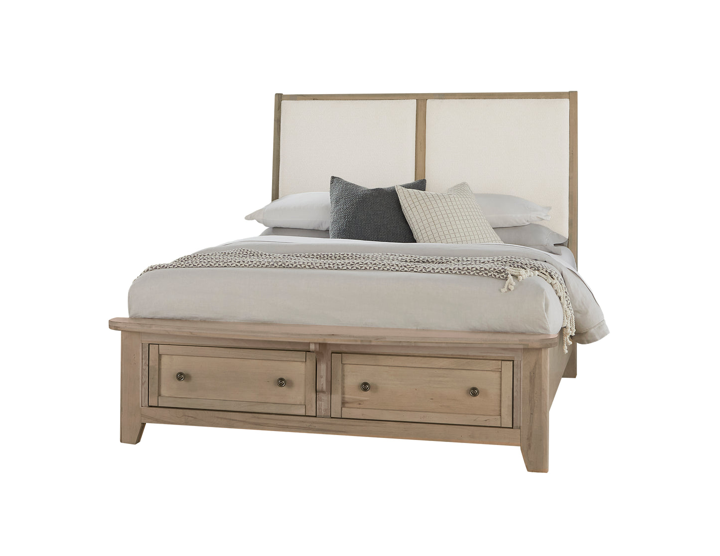 King Upholstered Bed with storage -White