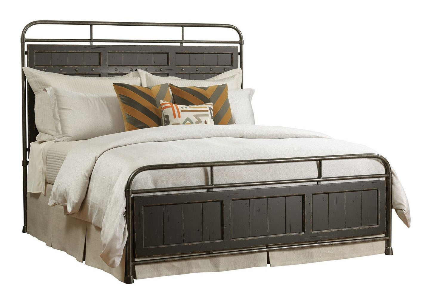 FOLSOM QUEEN METAL BED - COMPLETE - ANVIL FINISH