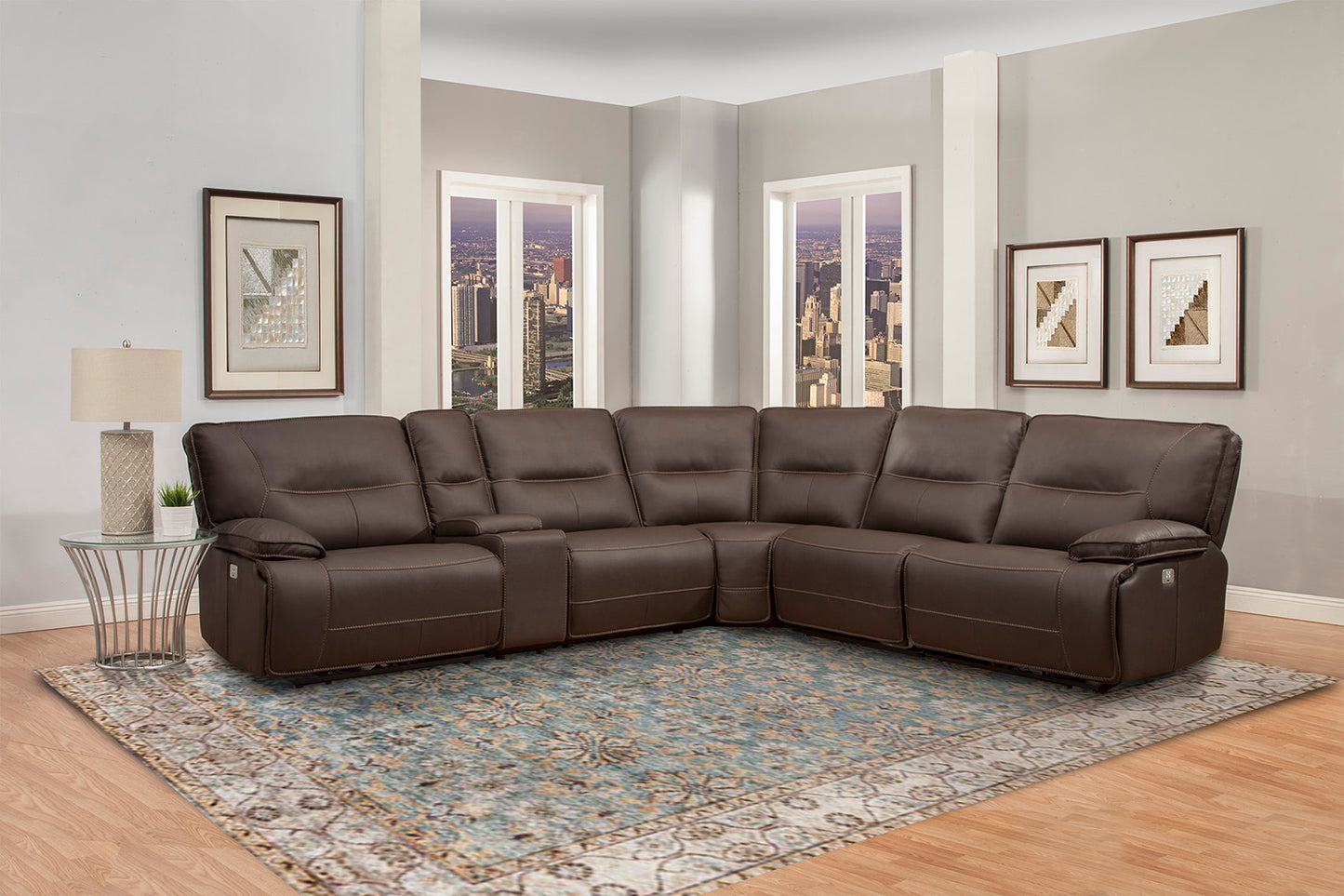 Parker Living Spartacus - Chocolate 6 Piece Modular Power Reclining Sectional with Power Adjustable Headrests