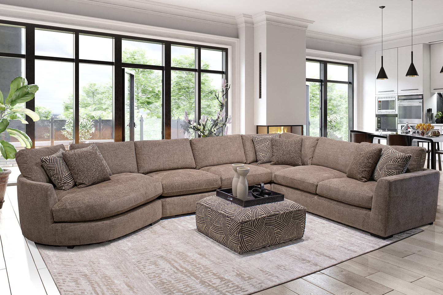 Parker Living The Bump - Alistair Fossil 4 Piece Modular Sectional