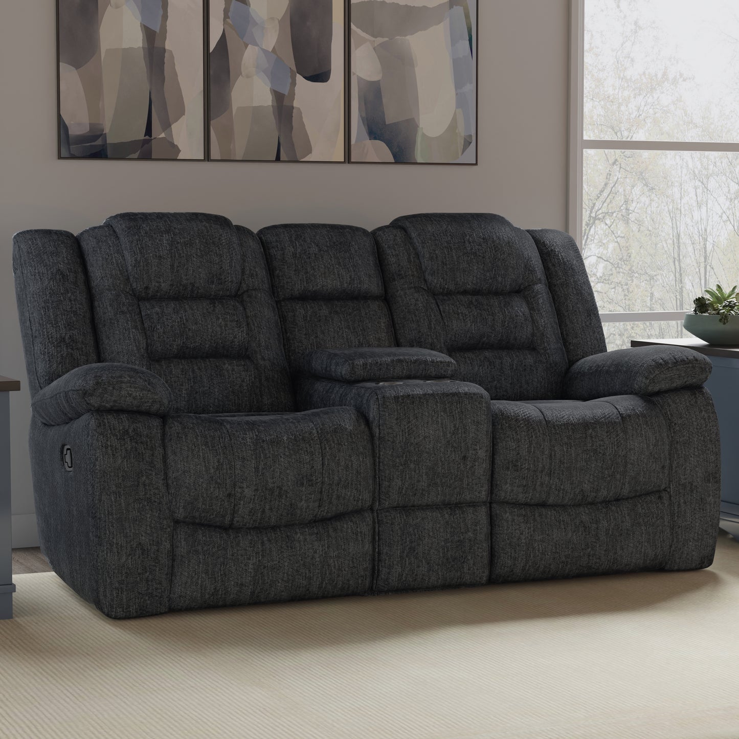 Parker Living Bolton - Misty Storm Glider Reclining Console Loveseat