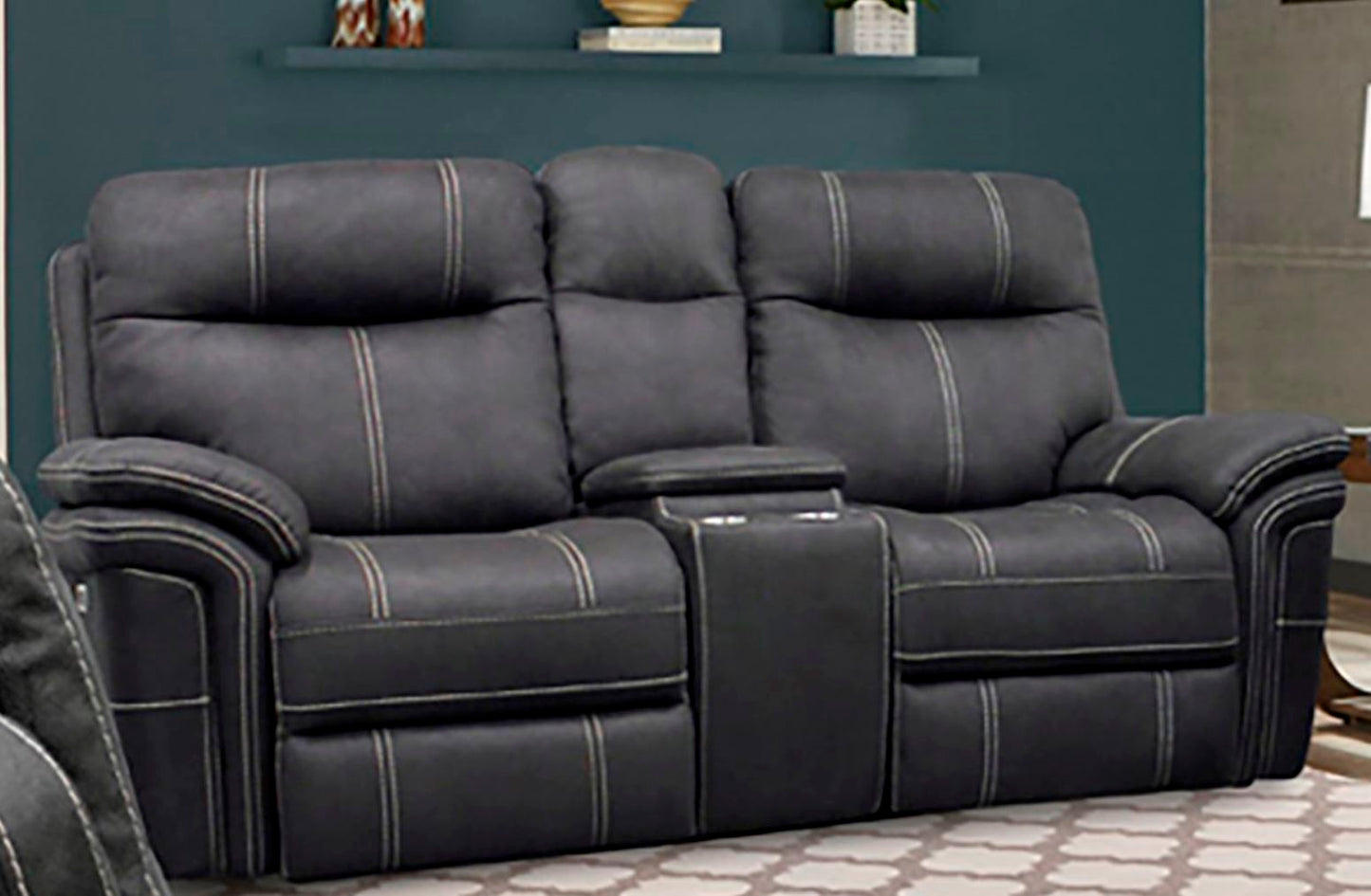 Parker Living Mason - Charcoal Power Reclining Console Loveseat