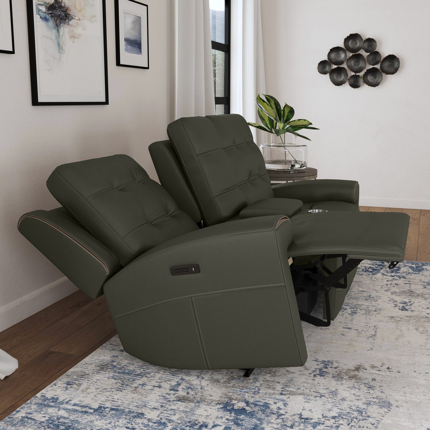 Iris Power Reclining Loveseat with Console & Power Headrests