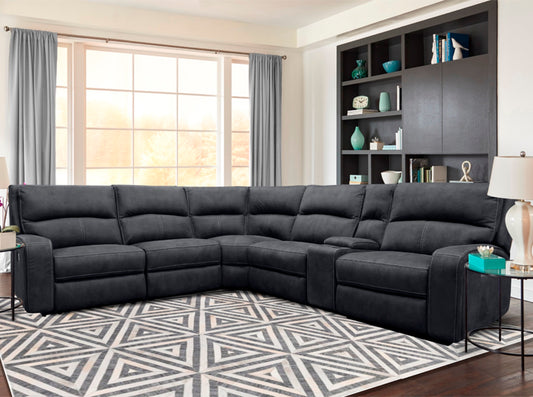 Parker Living Polaris - Slate 6 Piece Modular Power Reclining Sectional with Power Adjustable Headrests