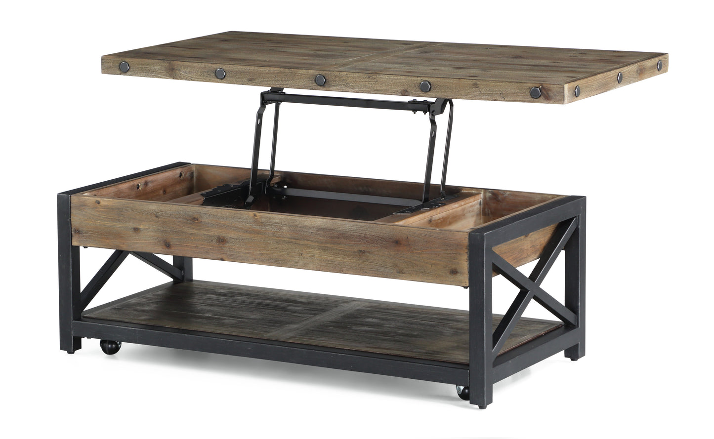 Carpenter Rectangular Lift-Top Coffee Table with Casters