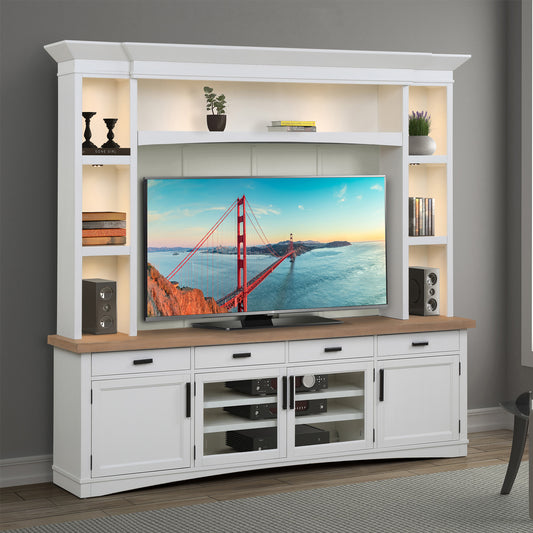 Parker House Americana Modern - Cotton 92 In. TV Console with Hutch Back Panel and LED Lights