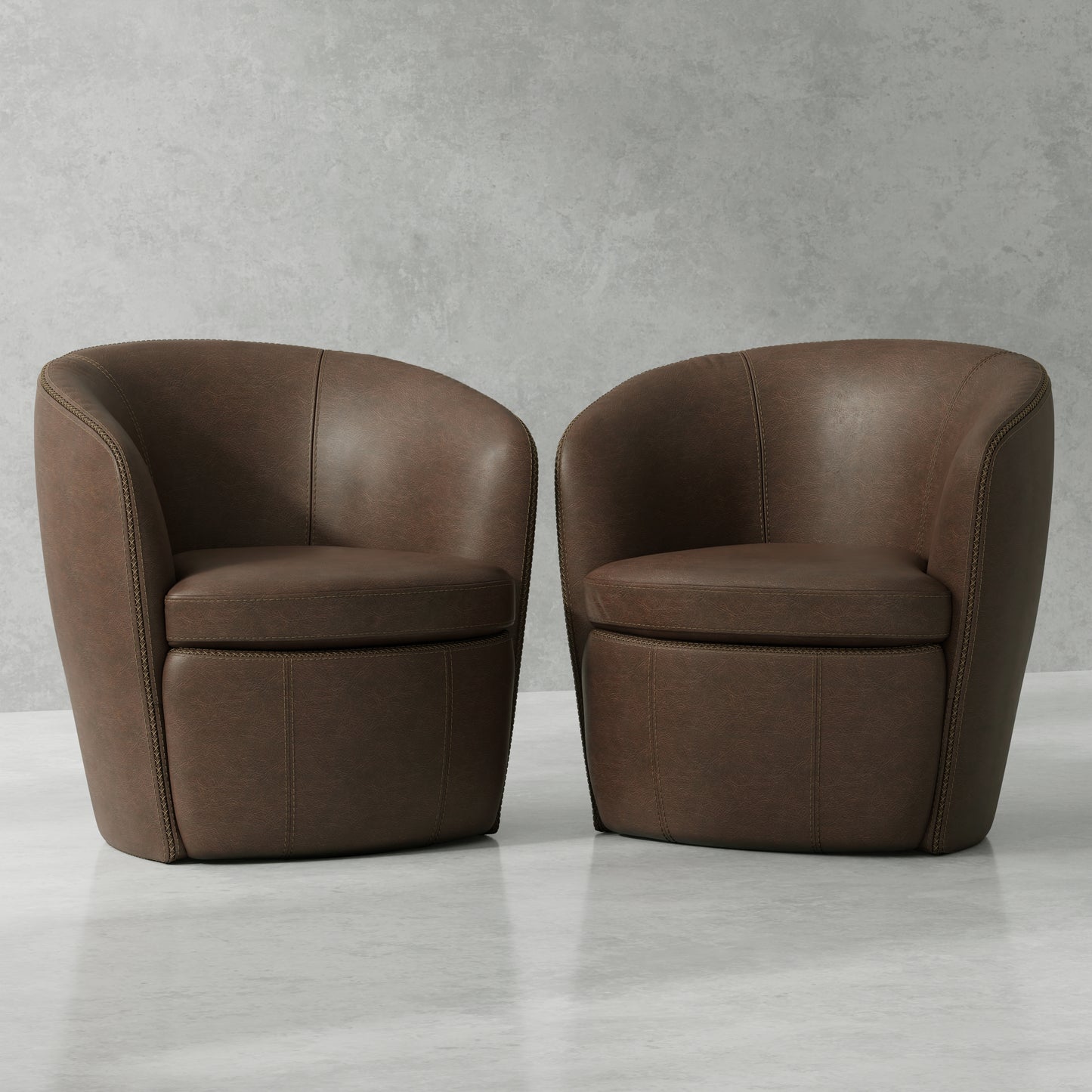 Parker Living Barolo - Vintage Brown 100% Italian Leather Swivel Club Chair Two Pack