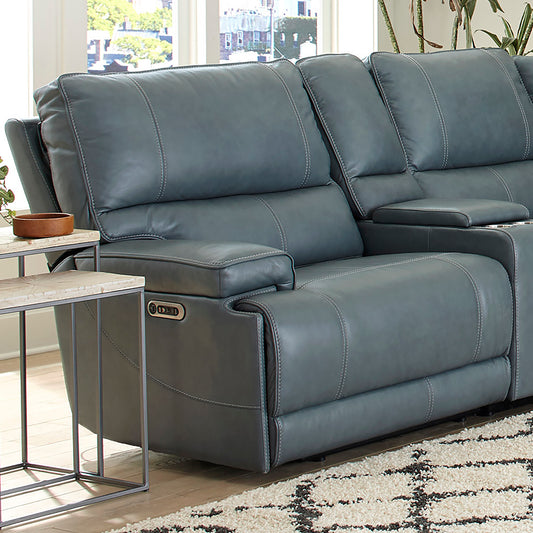 Parker Living Whitman - Verona Azure - Powered By Freemotion Power Cordless Left Arm Facing Recliner