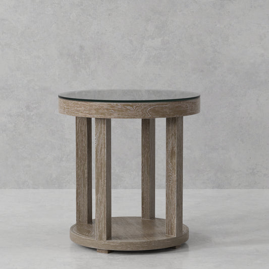 Parker House Crossings Serengeti Round Glass Top End Table