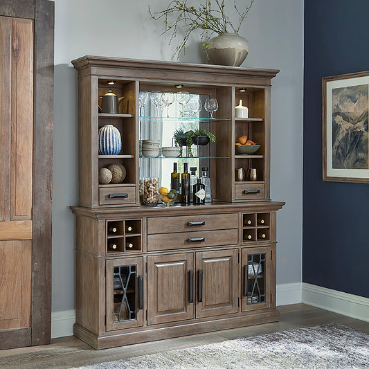 Parker House Sundance - Sandstone 66 In. Buffet and Hutch with Quartz Insert