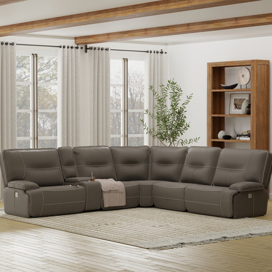 Parker Living Spartacus - Haze 6 Piece Modular Power Reclining Sectional with Power Adjustable Headrests