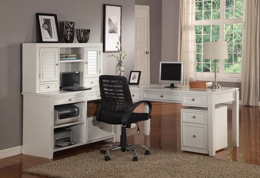 Parker House Boca L Shape Desk with File Credenza and Hutch