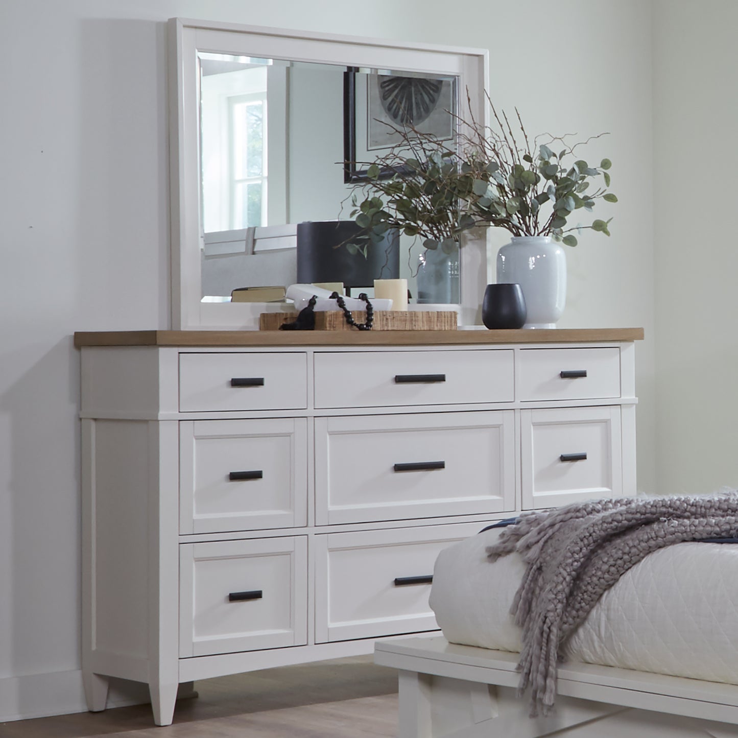 Parker House Americana Modern Bedroom 9 Drawer Dresser and Mirror