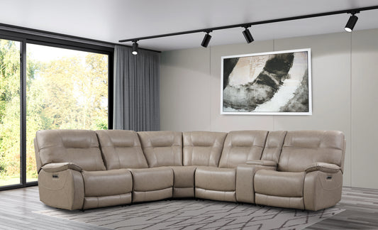 Parker Living Axel - Parchment 6 Modular Piece Power Reclining Sectional with Power Adjustable Headrests