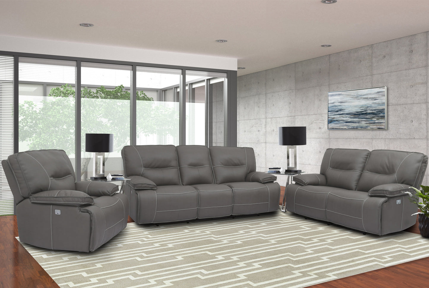 Parker Living Spartacus - Haze Power Reclining Sofa Loveseat and Recliner