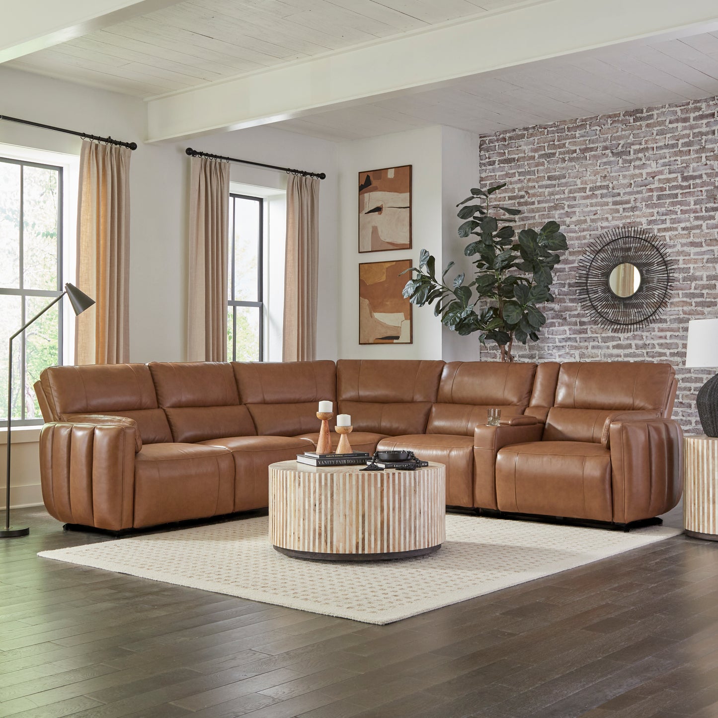 Parker Living Modesto - Sable 6 Piece Modular Power Reclining Sectional with Power Adjustable Headrests