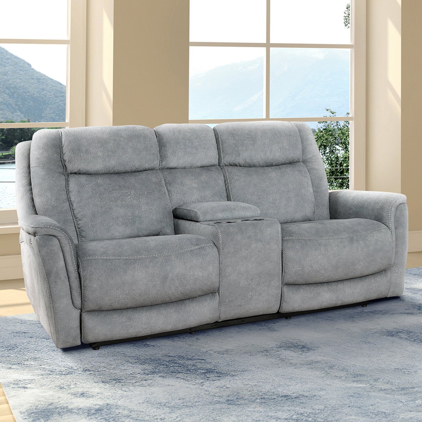 Parker Living Linus - Hudson Grey Zero Gravity Power Reclining Console Loveseat