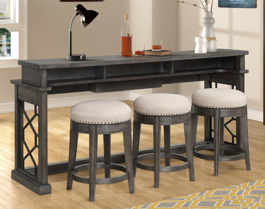 Parker House Sundance - Smokey Grey Everywhere Console with 3 Stools