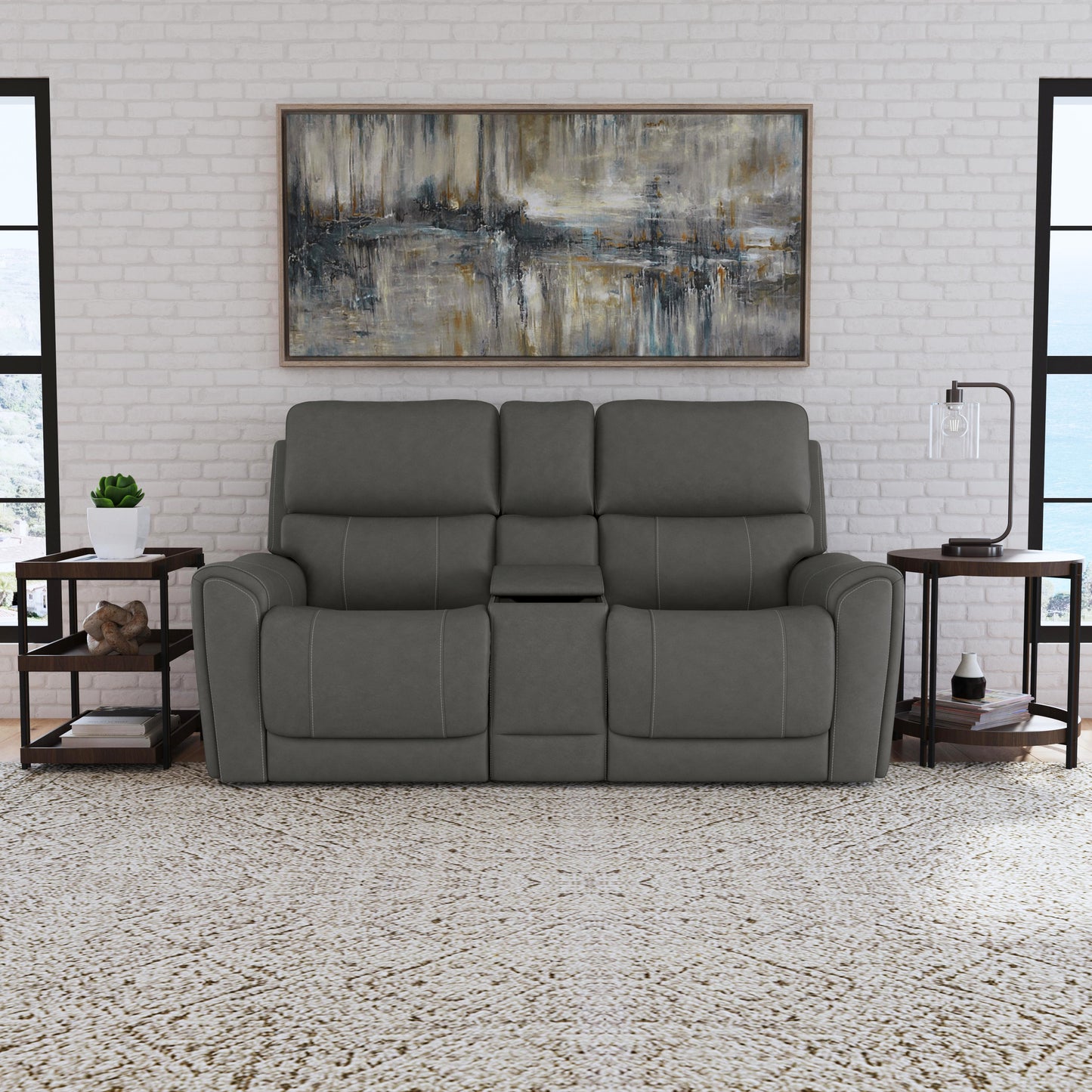 Carter Power Reclining Loveseat with Console & Power Headrests & Lumbar