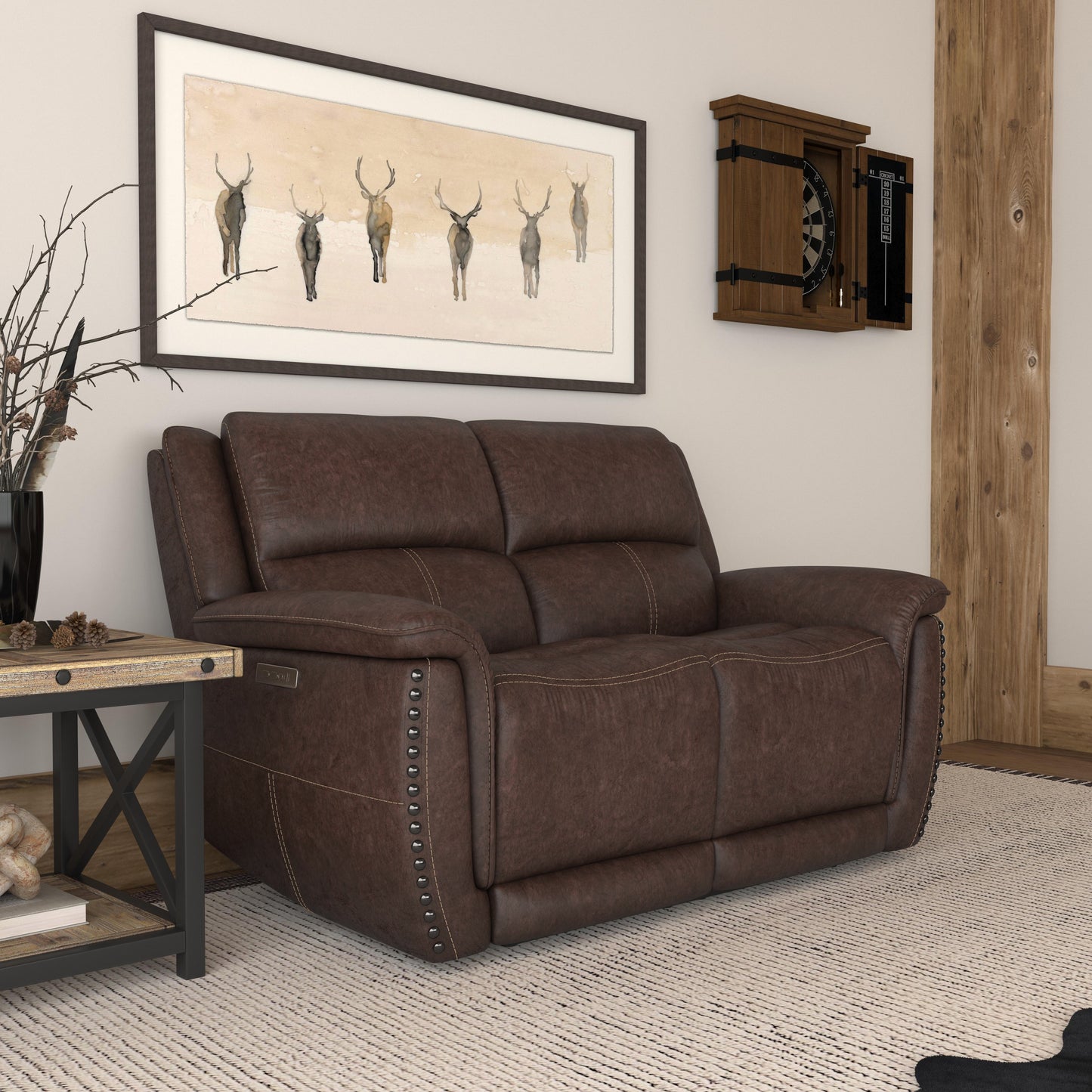 Beau Power Reclining Loveseat with Power Headrests