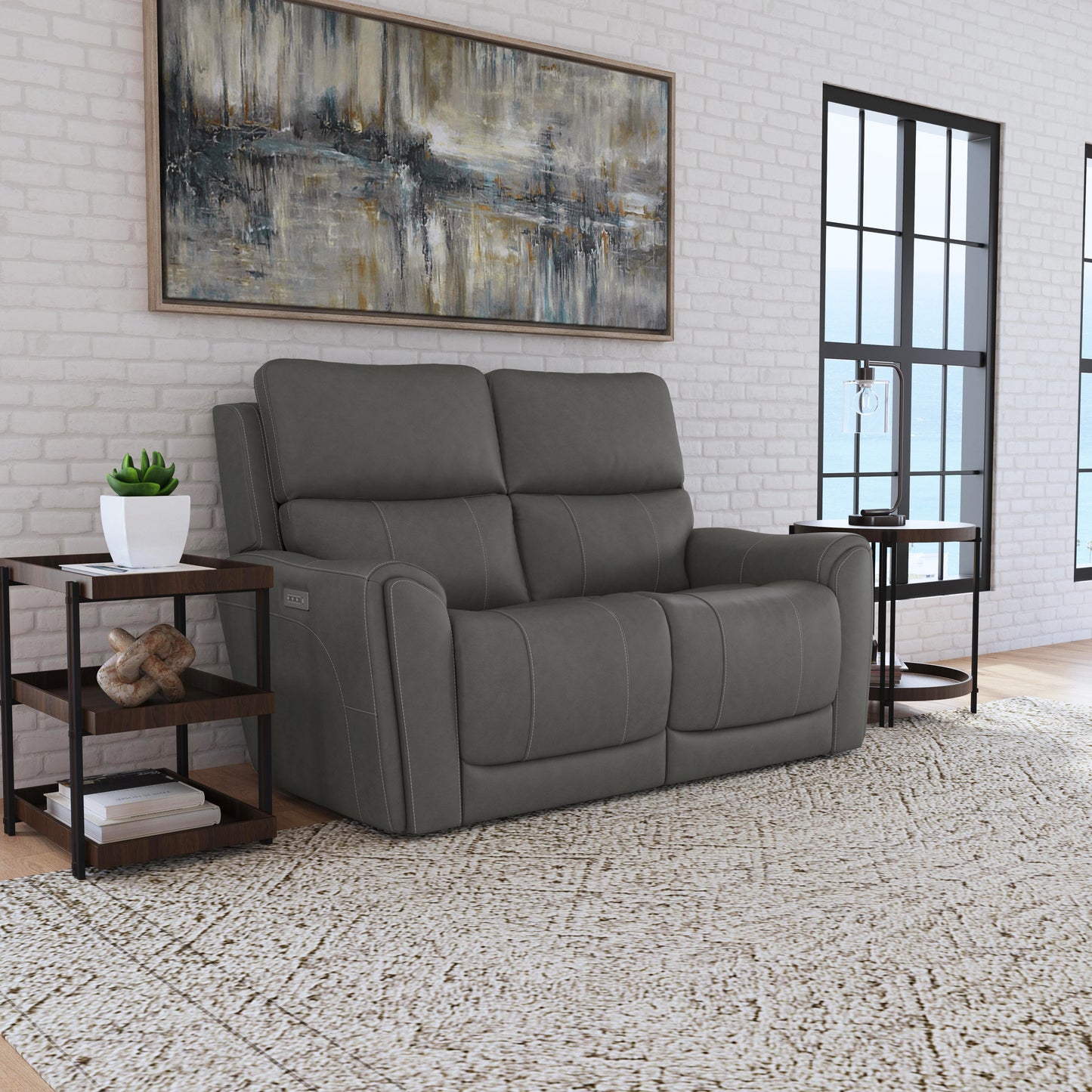 Carter Power Reclining Loveseat with Power Headrests & Lumbar