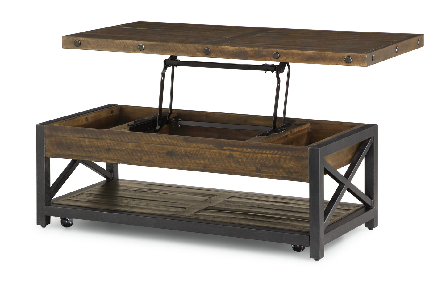 Carpenter Rectangular Lift-Top Coffee Table with Casters