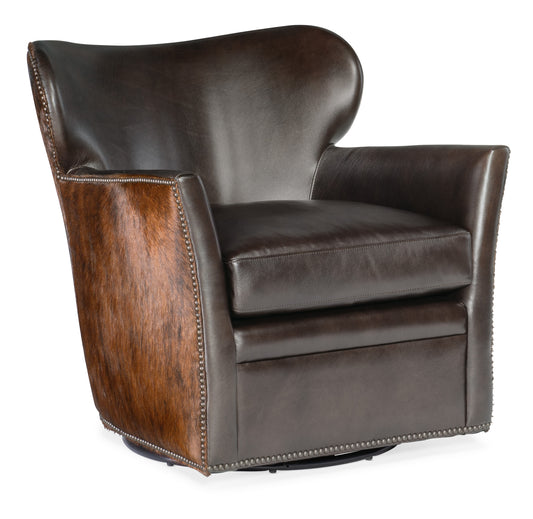 Kato Leather Swivel Chair with Dark HOH