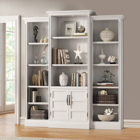 Parker House Shoreham - Effortless White 3 Piece Modular Library Wall