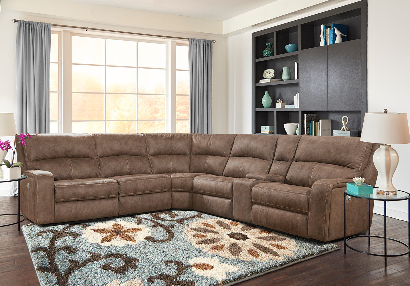 Parker Living Polaris - Kahlua 6 Piece Modular Power Reclining Sectional with Power Adjustable Headrests