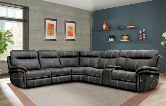 Parker Living Mason - Charcoal 6 Piece Modular Power Reclining Sectional with Power Adjustable Headrests