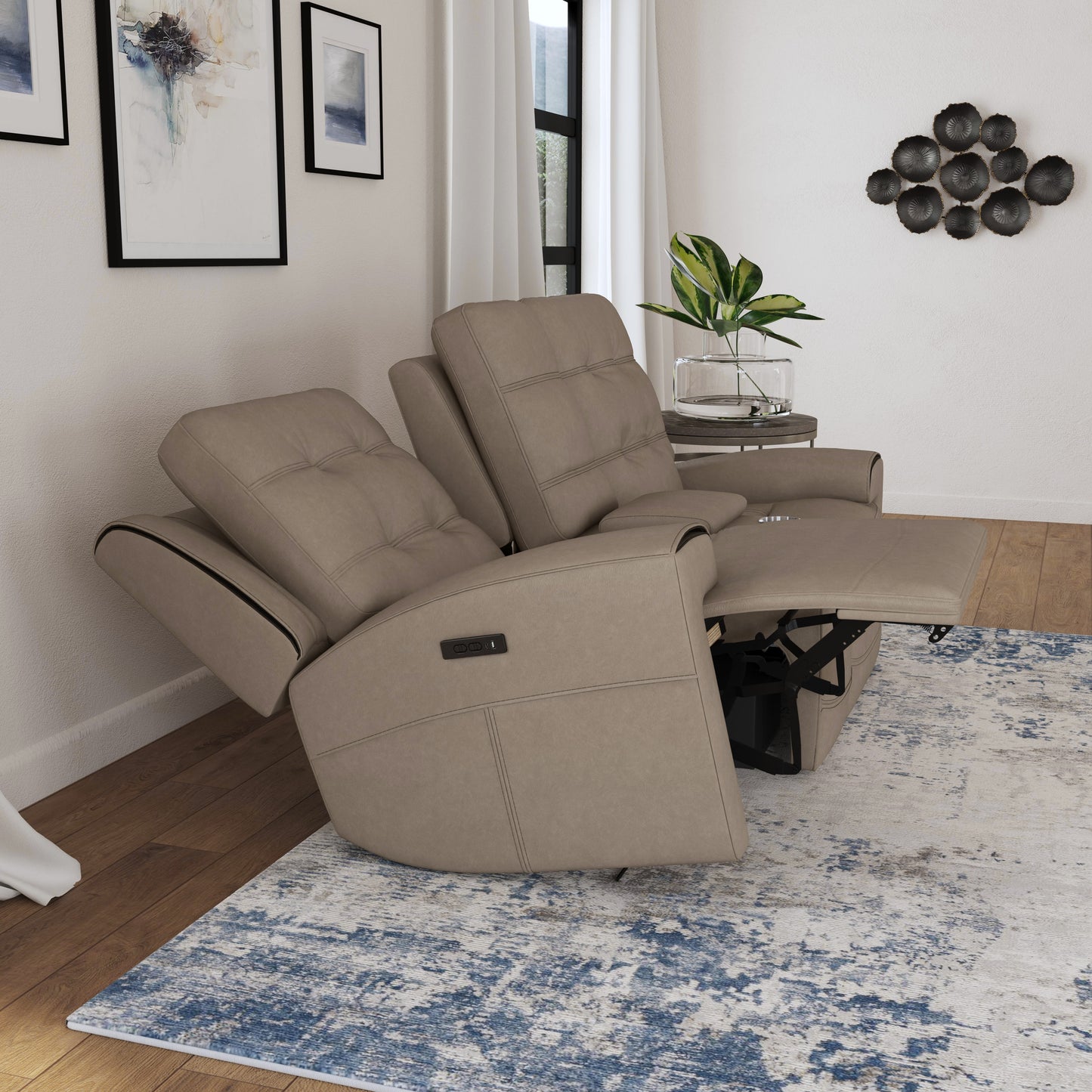 Iris Power Reclining Loveseat with Console & Power Headrests